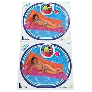 Intex The Wet Set vintage pool floats orange + pink 90s Tote N Float Wave mat X2